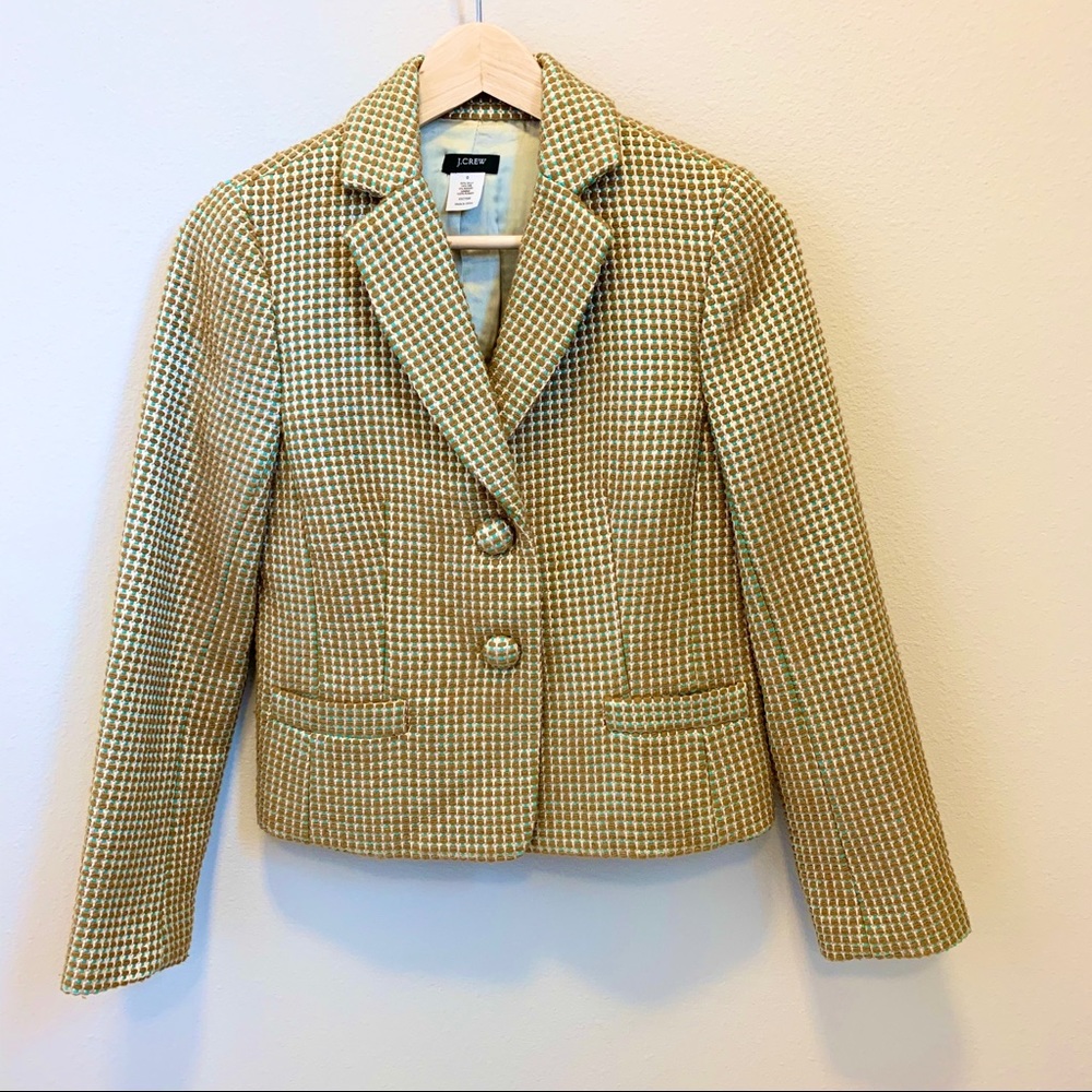 J. Crew timeless metallic mixed color tweed jacket